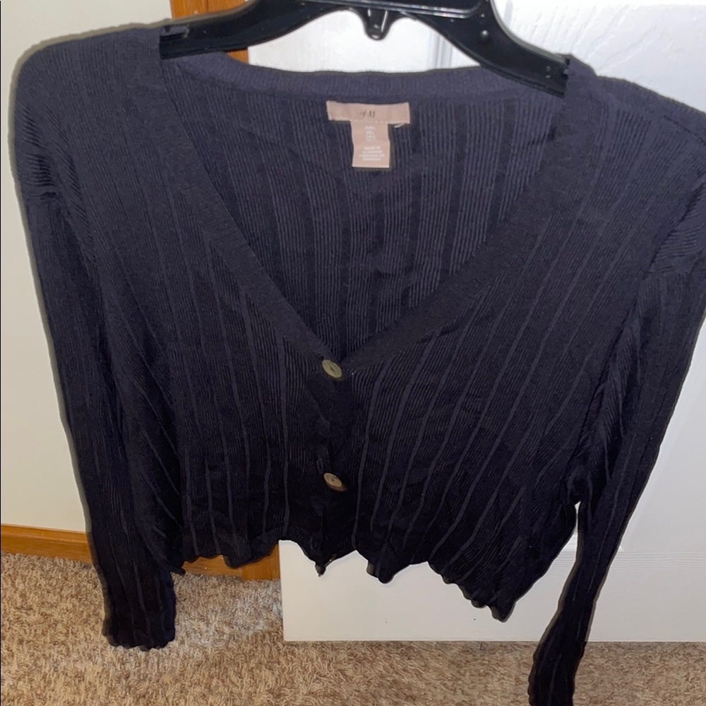 H&M Black Cardigan Sweater Classic Knit